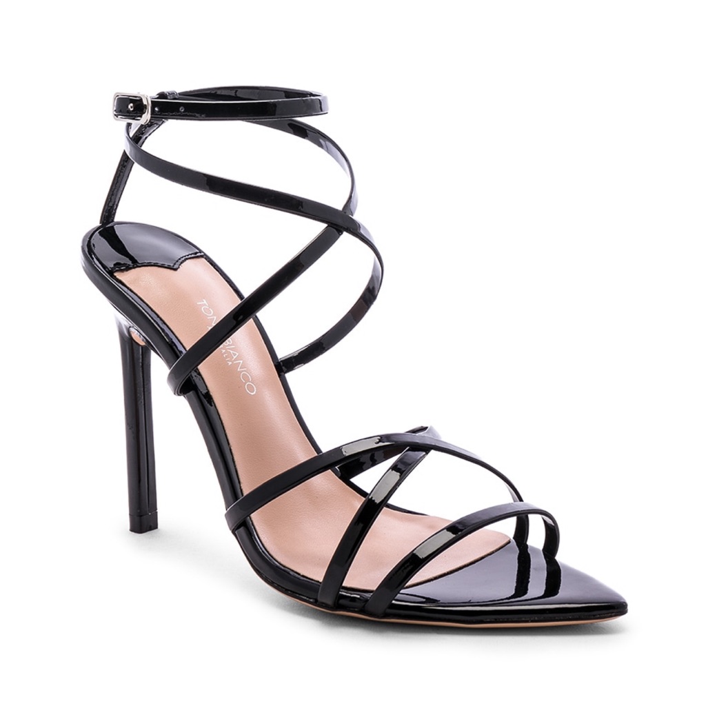 Tony Bianco “Marcy” Strappy Heel In Black Patent, Size 7